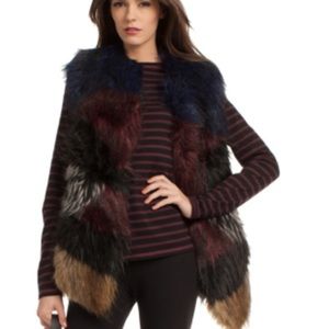 Trina Turk faux fur multi color vest